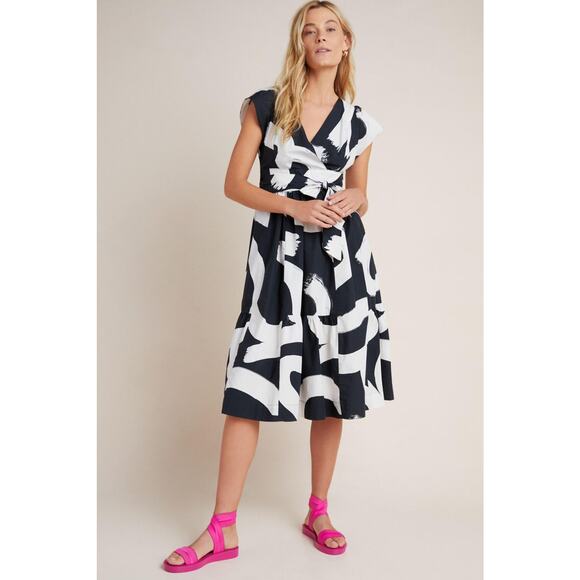 Anthropologie Dresses & Skirts - nwt ANTHROPOLOGIE MAEVE sz 4 Mairead Wrap Dress in Black White